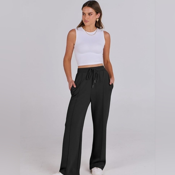 Wide Flared Leg High Waist Sweat Pants, Athletic Joggers - Picture 1 of 5